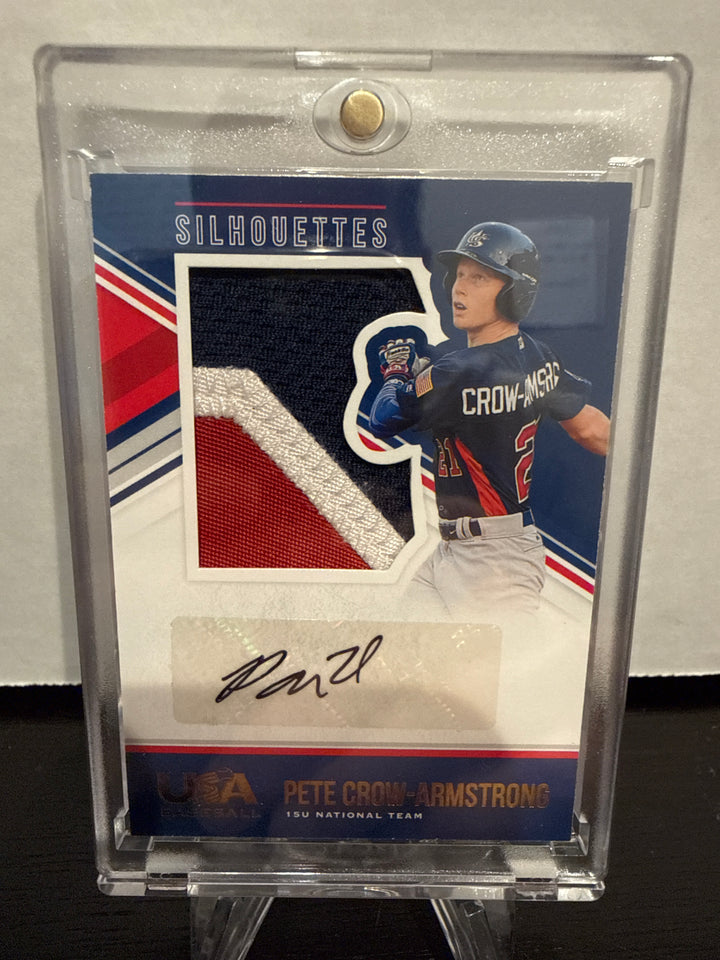 Pete Crow-Armstrong 2018 Panini USA Stars & Stripes Silhouettes Patch Auto, 18/25