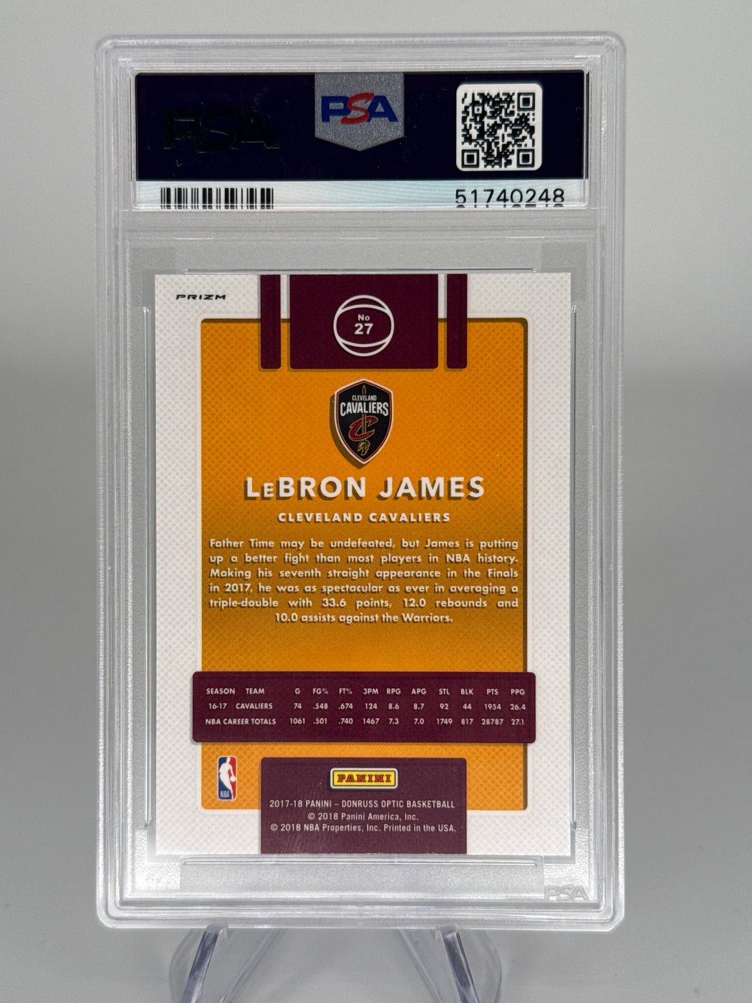 Lebron James 2017 Panini Donruss Optic Blue Velocity, PSA 10 Gem Mint