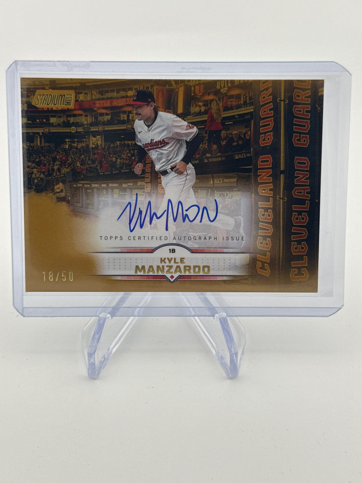 Kyle Manzardo 2025 Stadium Club Gold Auto, 18/50