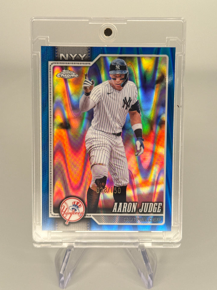 Aaron Judge 2026 Topps Chrome Blue Raywave Refractor, 038/150