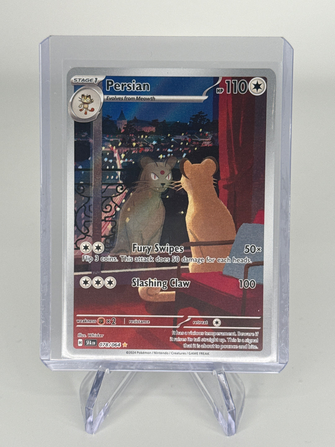 Pokemon TCG 2024 Persian Shrouded Fable Illustration Rare Full Art, 078/064