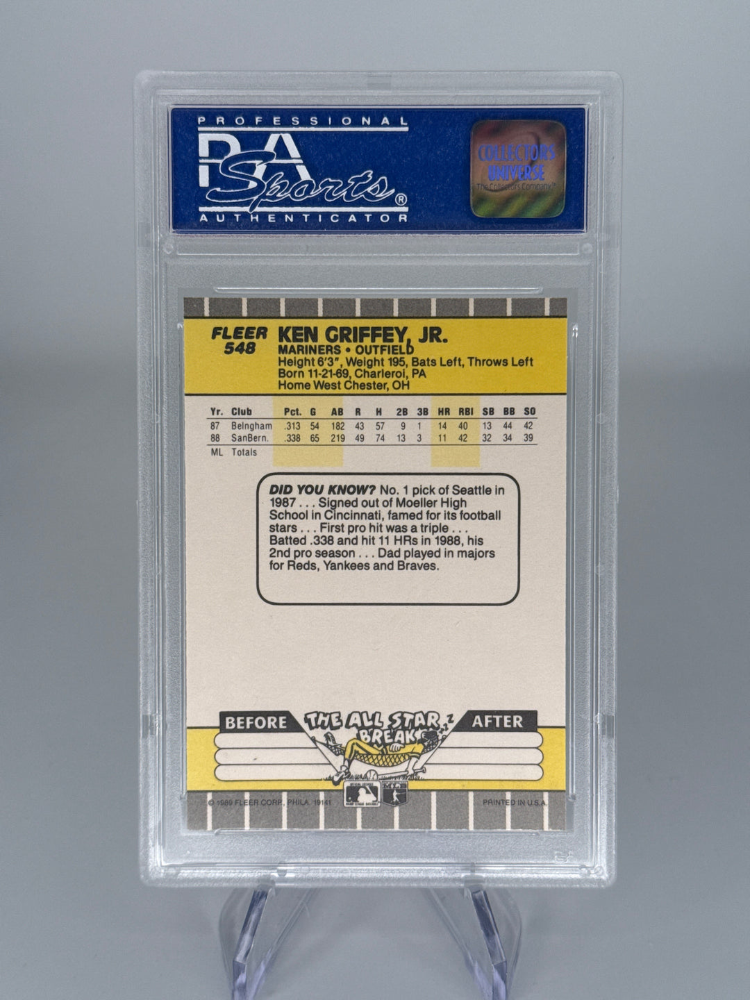 Ken Griffey Jr. 1989 Fleer Rookie, PSA 9 Mint
