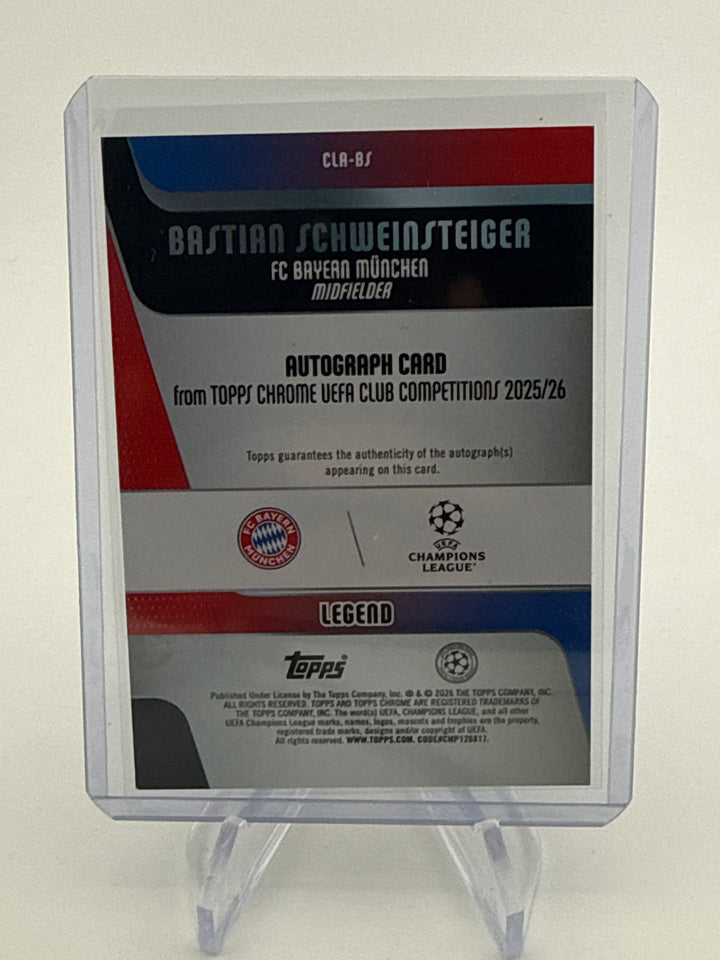 Bastian Schweinsteiger 2025-2026 Topps Chrome UEFA Club Competitions Legend Auto Blue, 024/150