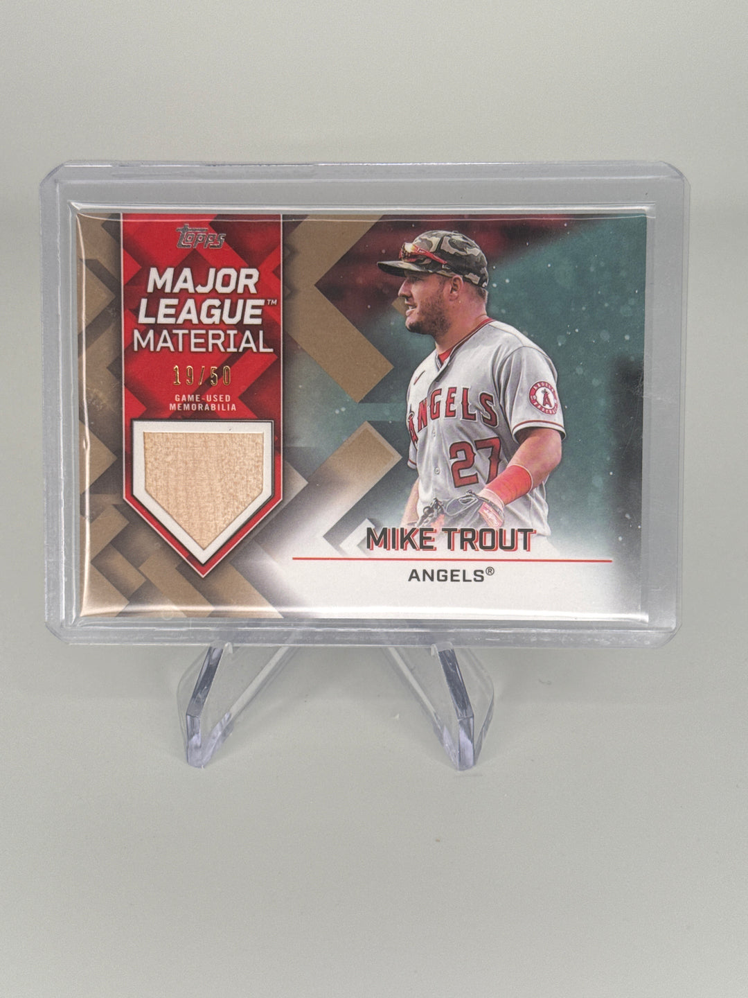 Mike Trout 2022 Topps Series One Major League Material Gold Relic, 19/50