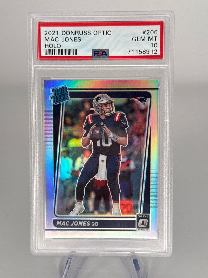 Mac Jones 2021 Panini Donruss Optic Holo Rated Rookie, PSA 10 Gem Mint