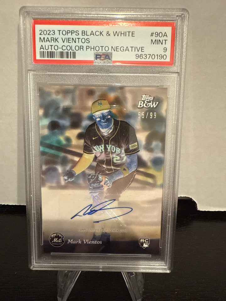 Mark Vientos 2023 Topps Black & White Color Photo Negative Auto, 55/99, PSA 9 Mint