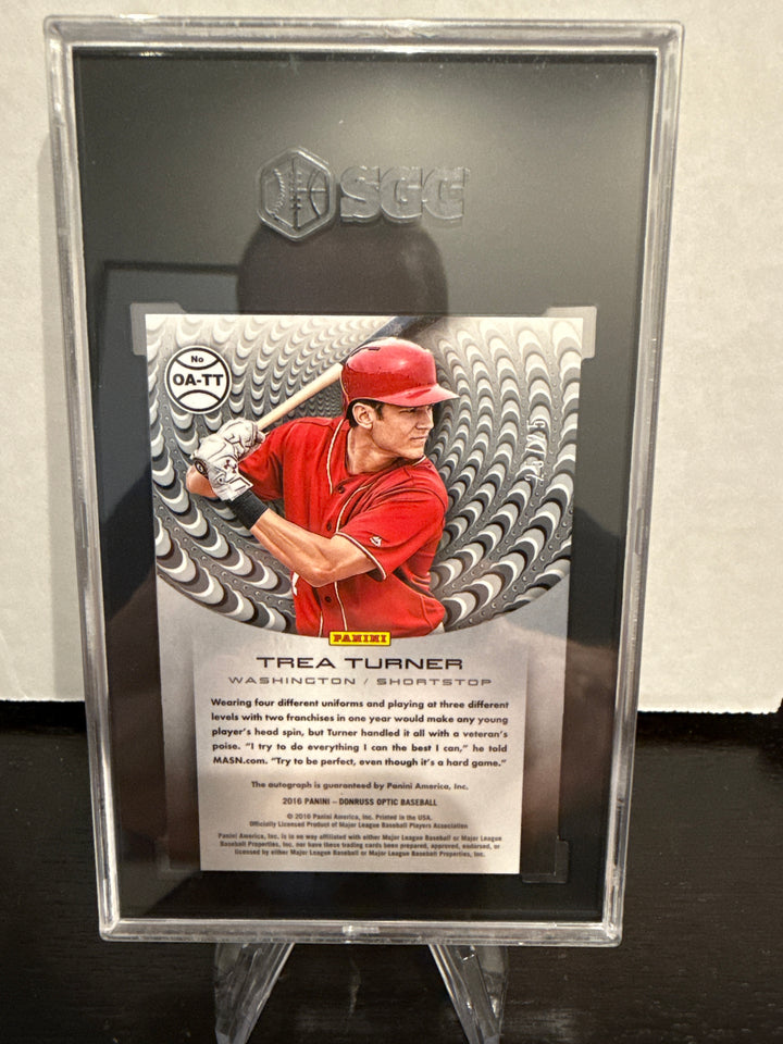 Trea Turner 2016 Panini Donruss Optic Rookie Auto, SGC 10 Gem Mint, 10 Auto