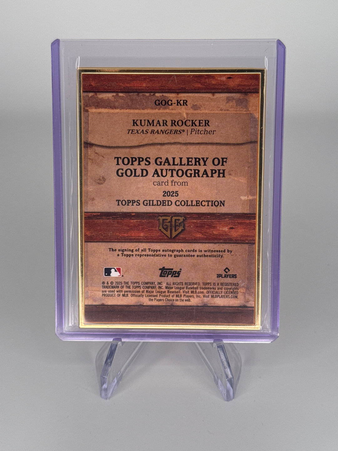 Kumar Rocker 2025 Topps Gilded Collection Gallery of Gold Rookie Auto, 21/25