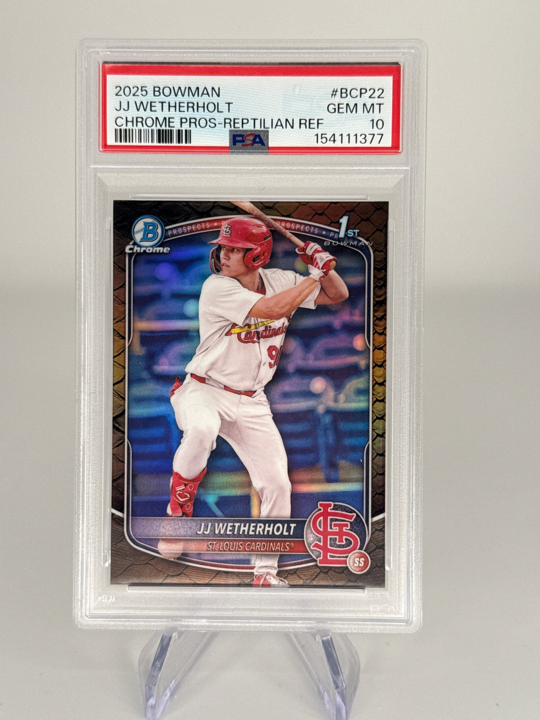 JJ Wetherholt 2025 Bowman Chrome 1st Reptilian Refractor, PSA 10 Gem Mint