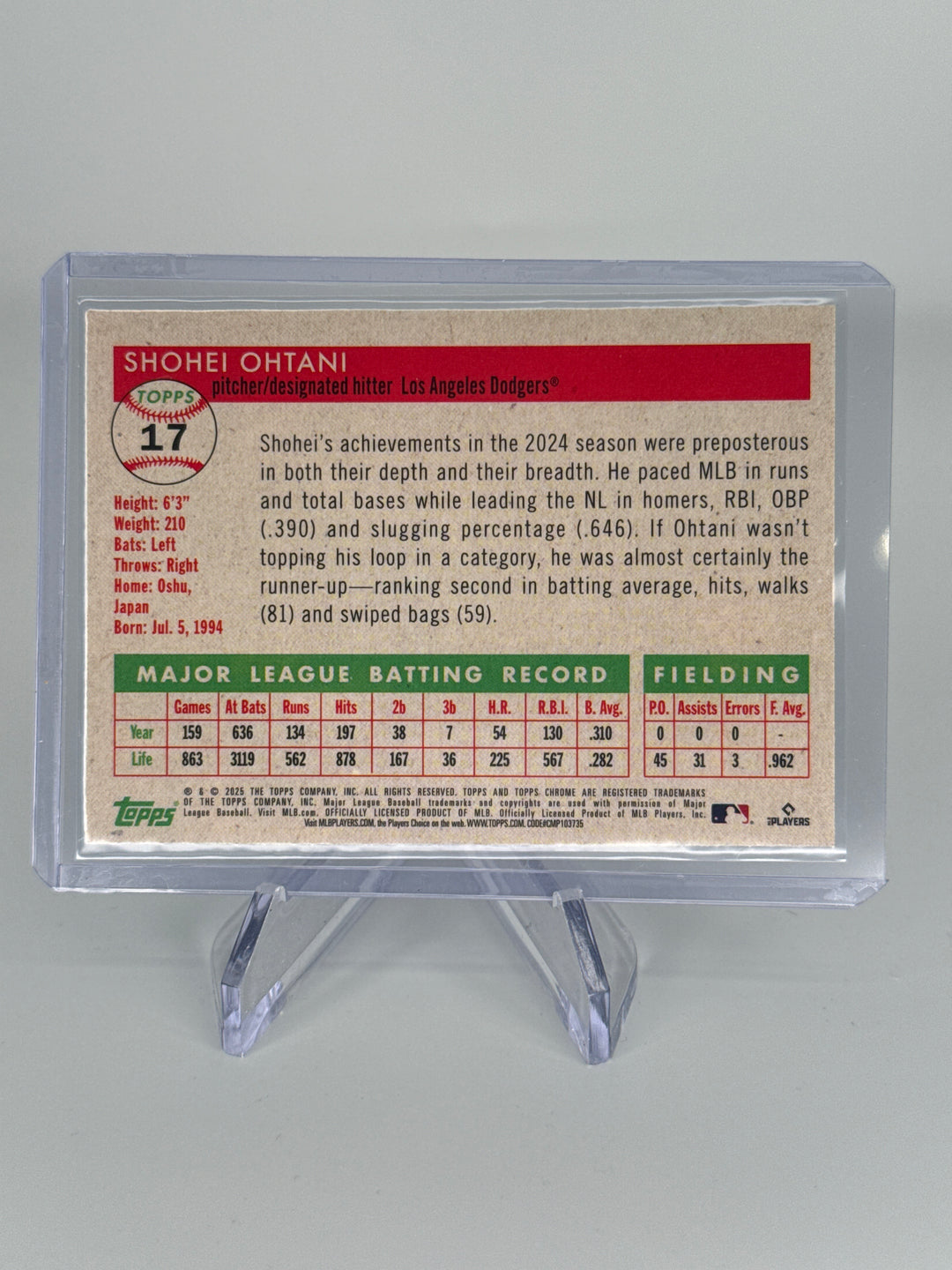 Shohei Ohtani 2025 Topps Chrome Platinum Blue Prism Refractor