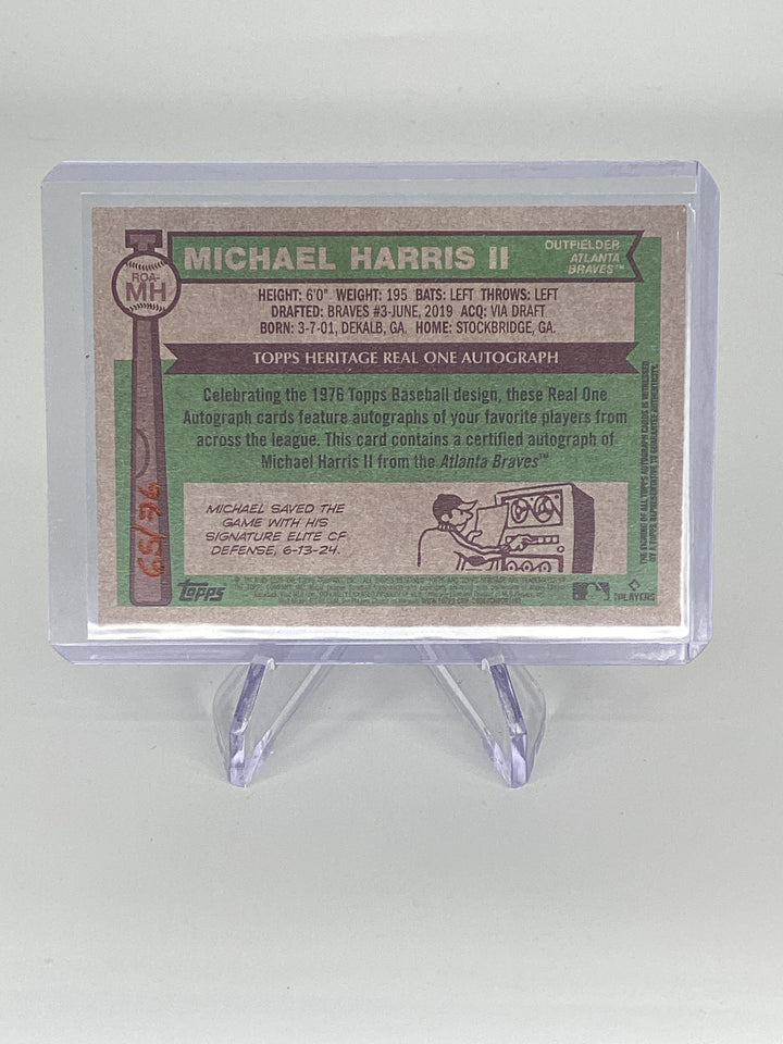 Michael Harris II 2025 Topps Heritage Real One Auto Red Ink, 65/76