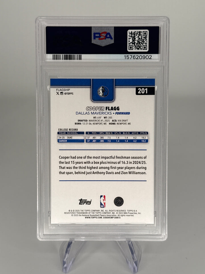 Cooper Flagg 2025 Topps Flagship Basketball Rookie, PSA 9 Mint