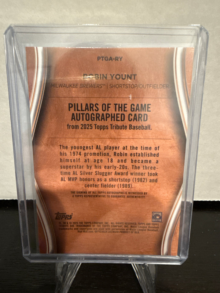 Robin Yount 2025 Topps Tribute Pillars of the Game Auto, 183/199