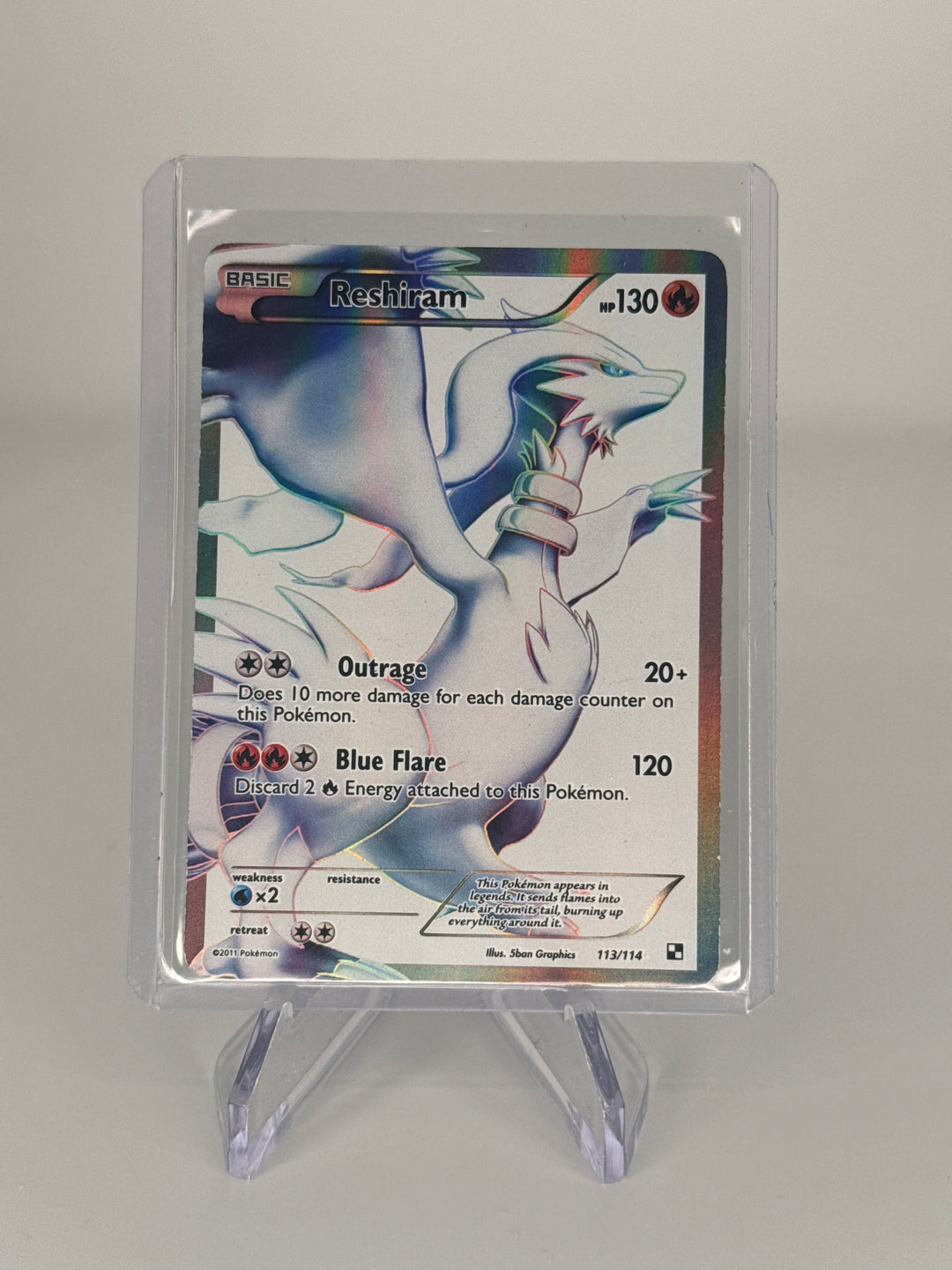 Pokemon TCG 2011 Reshiram Black & White Full Art Holo, 113/114