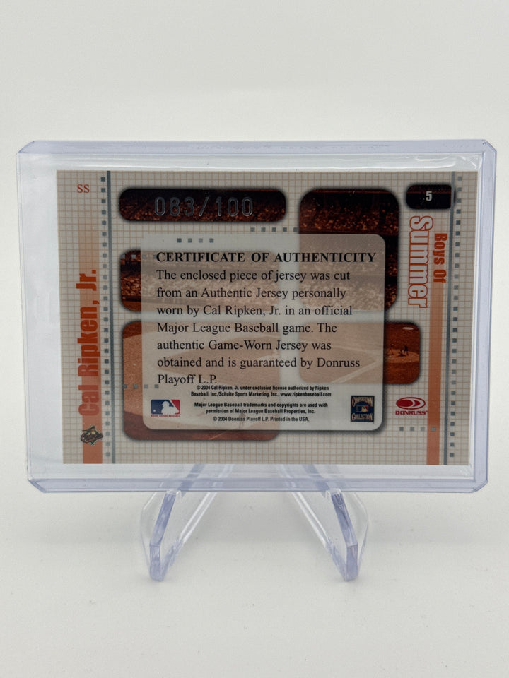 Cal Ripken Jr 2004 Donruss Boys of the Summer Timelines Game Worn Relic, 083/100