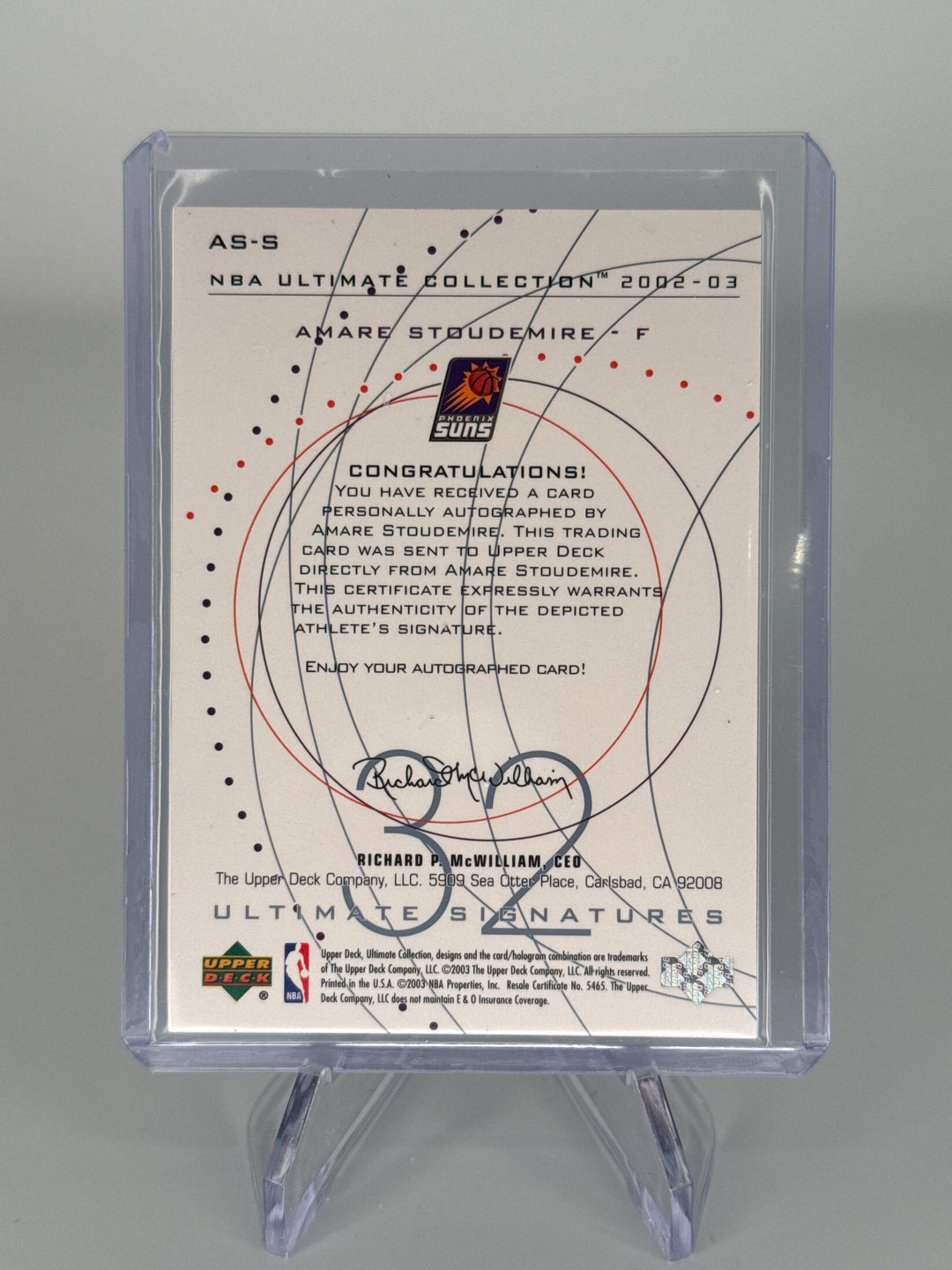 Amare Stoudemire 2002 Upper Deck Ultimate Collection Rookie Auto