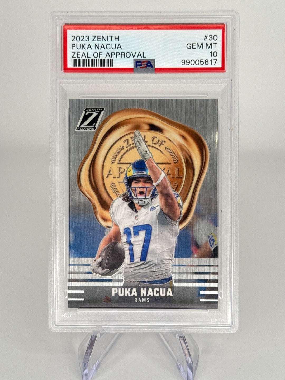 Puka Nacua 2023 Panini Zenith Zeal of Approval, PSA 10 Gem Mint