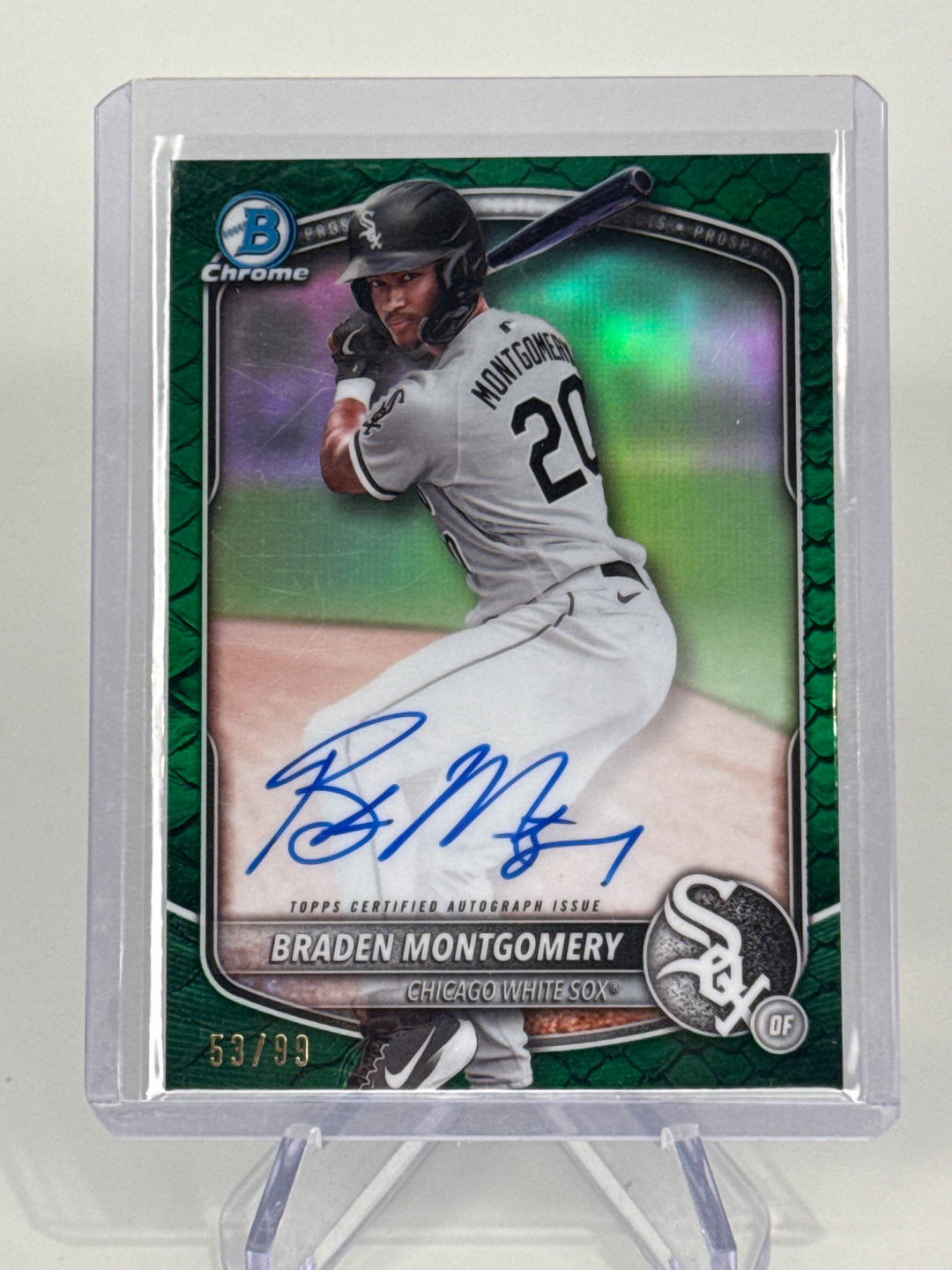 Braden Montgomery 2025 Bowman Chrome Green Reptillian Auto, 95/99