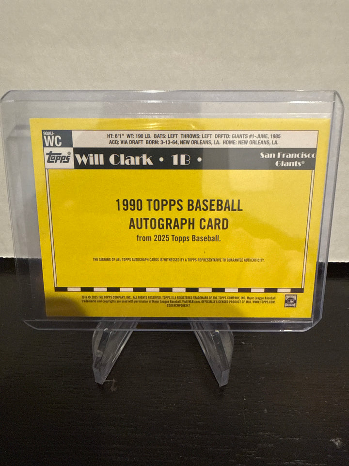 Will Clark 2025 Topps Series 1 1990 Auto