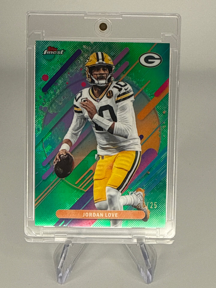 Jordan Love 2025 Topps Finest Green Refractor Rare, 12/25