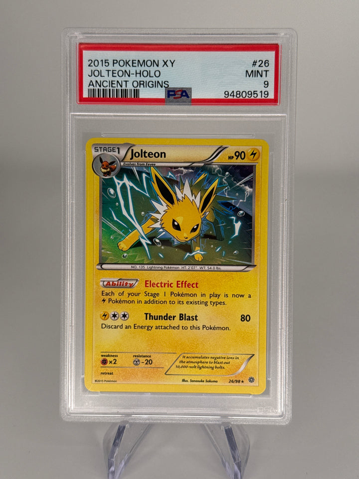 Pokemon TCG 2015 Jolteon XY Ancient Origins Holo, 26/98, PSA 9 Mint
