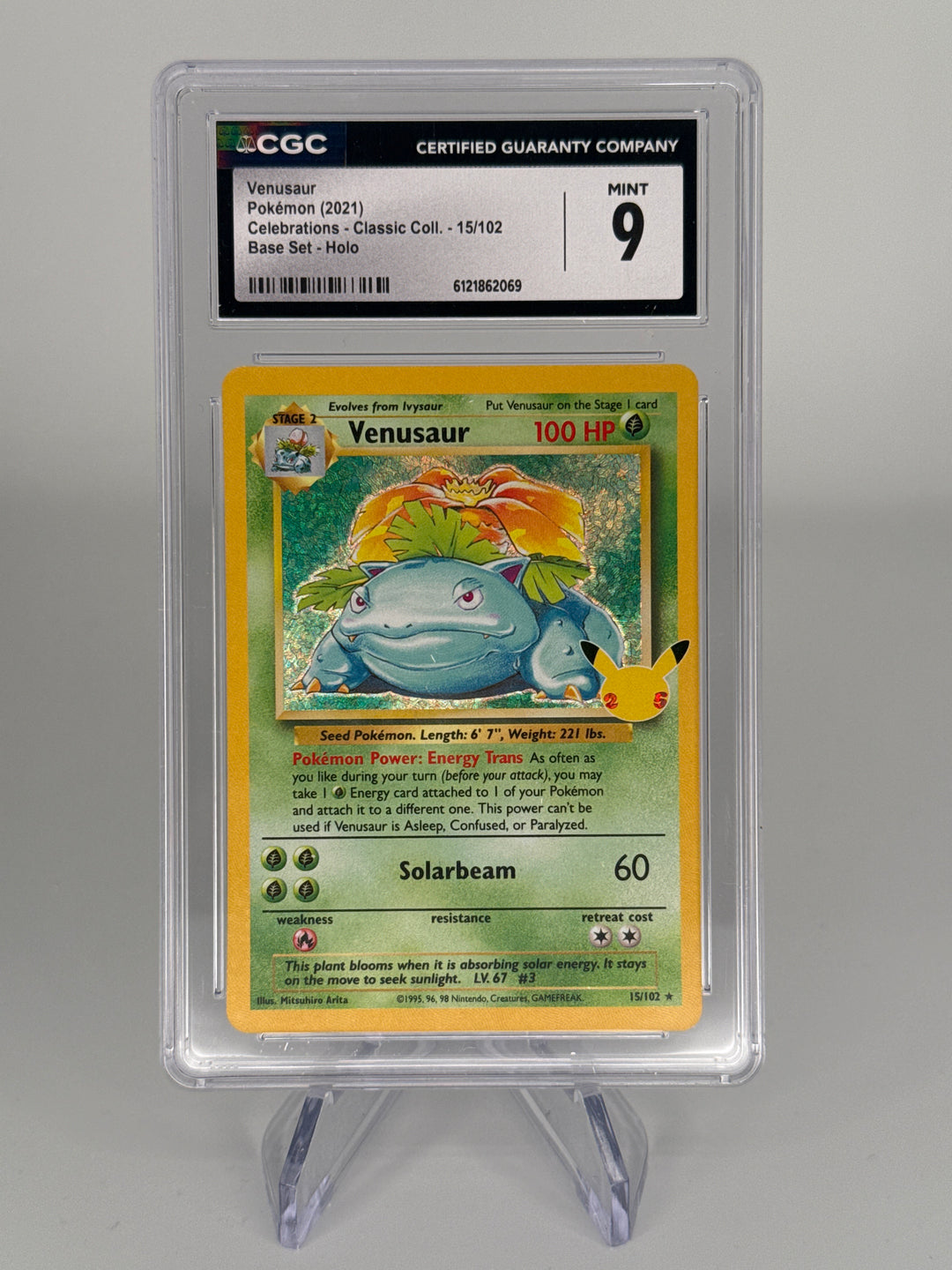 Pokemon TCG 2021 Venusaur Celebrations Classic Collection Holo, 15/102, CGC 9 Mint