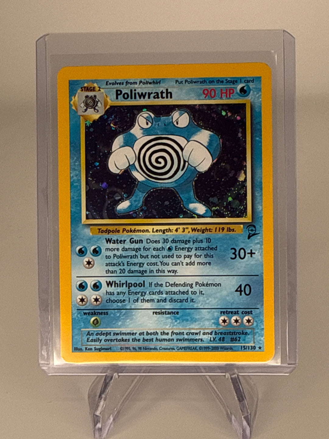 Pokemon TCG 2000 Poliwrath Base 2 Holo, 15/130