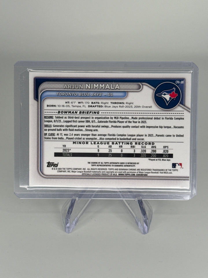 Arjun Nimmala 2024 Bowman Chrome 1st Auto