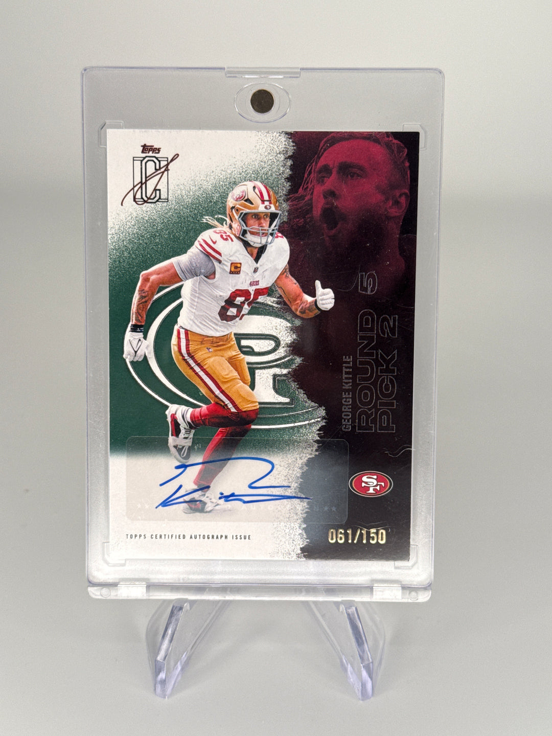 George Kittle 2025 Topps Signature Class Class Green Foil Auto, 061/150
