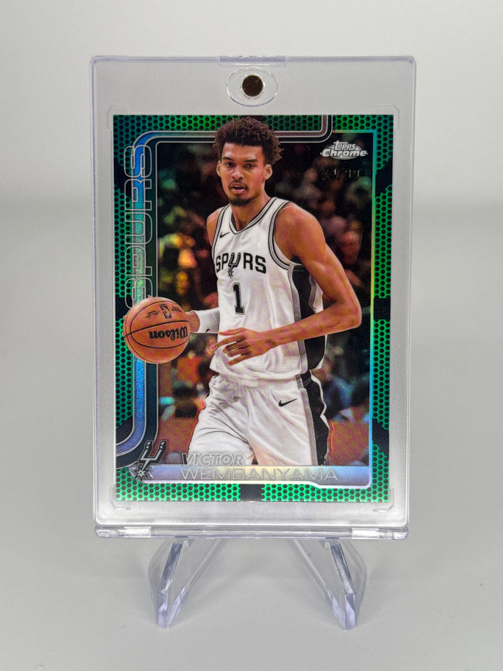 Victor Wembanyama 2025 Topps Chrome Green Basketball Refractor, 34/99