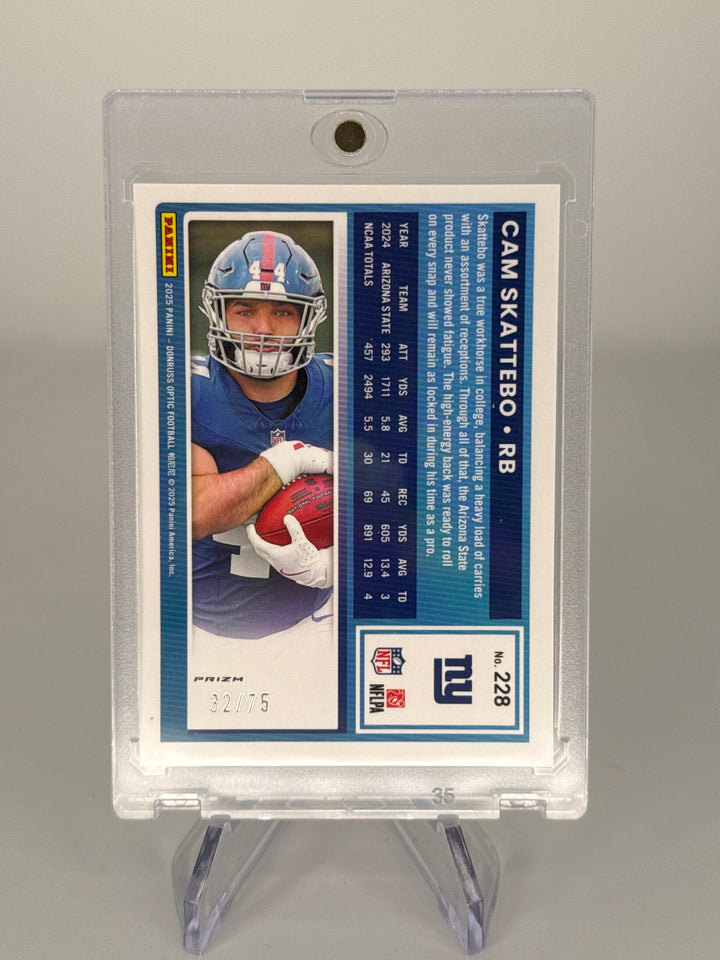 Cam Skattebo 2025 Panini Donruss Optic Electricity Prizm Rookie, 32/75