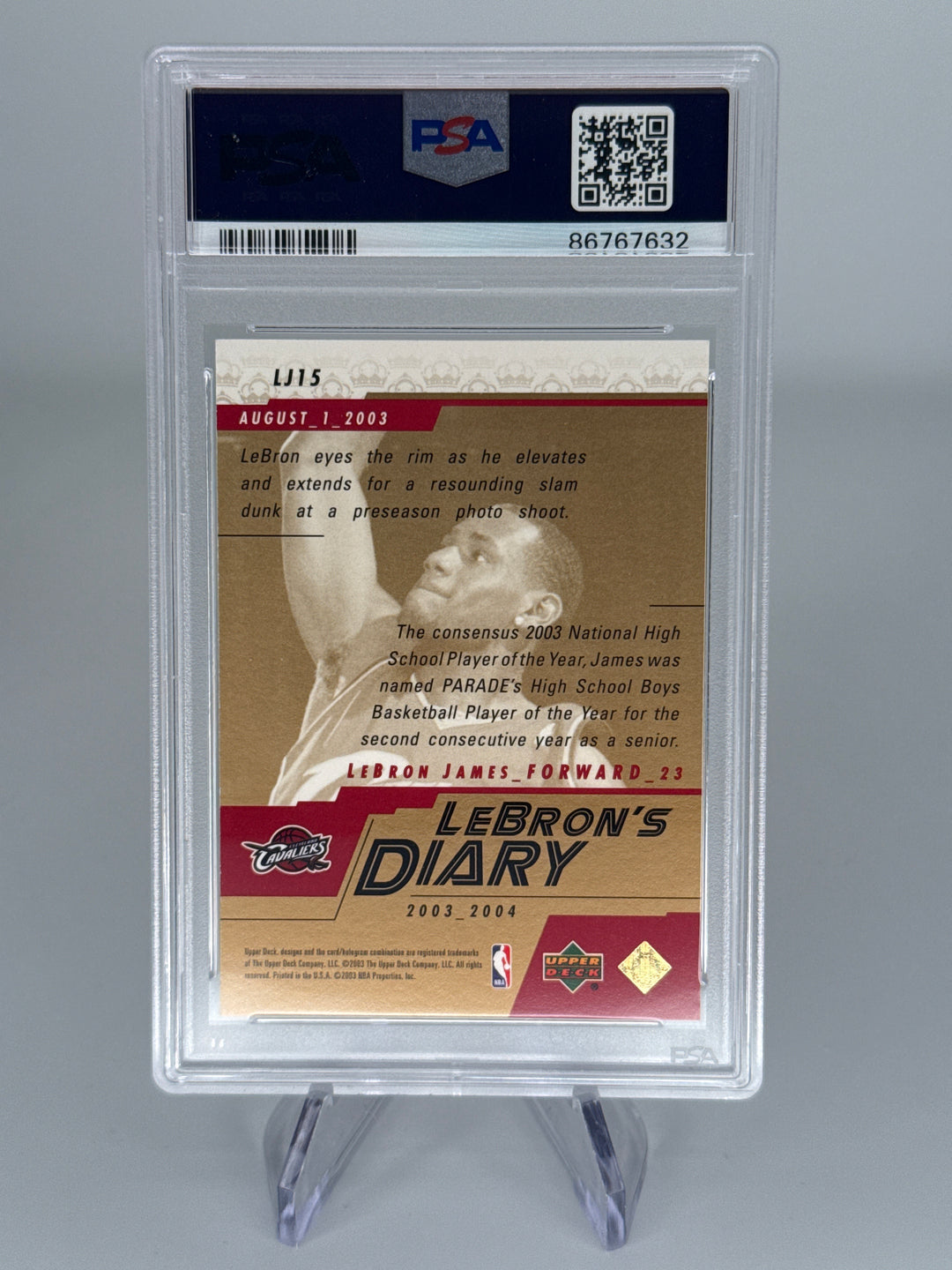 Lebron James 2003 Upper Deck Lebron's Diary, PSA 8