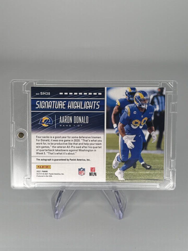 Aaron Donald 2021 Panini Signature Highlights Cracked Ice Auto