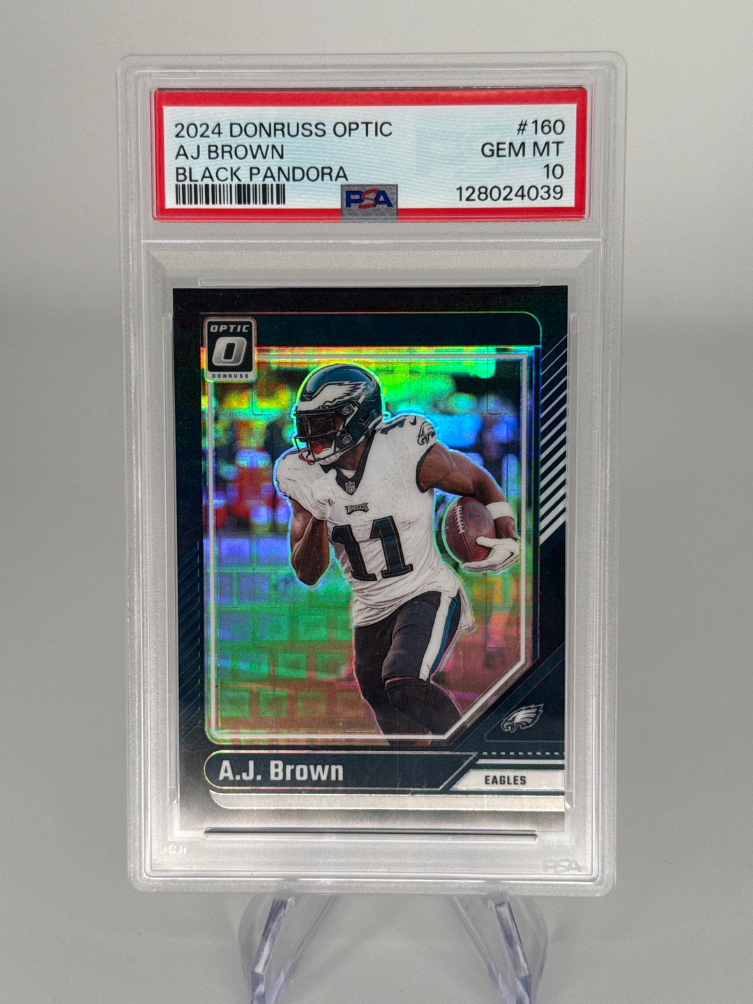 AJ Brown 2024 Panini Donruss Optic Black Pandora, 11/25, PSA 10 Gem Mint