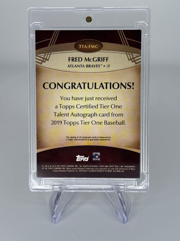 Fred McGriff 2019 Topps Tier One, Tier One Talent Auto, 061/100