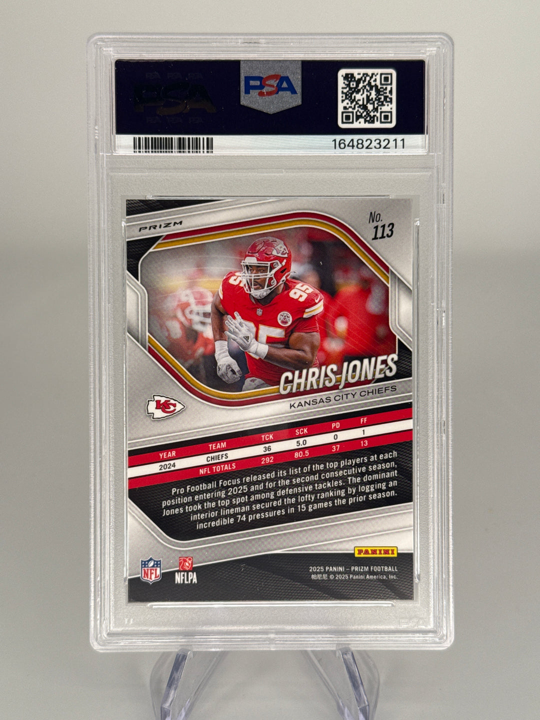 Chris Jones 2025 Panini Prizm Tiger Stripe Choice Prizm SSP, PSA 10 Gem Mint