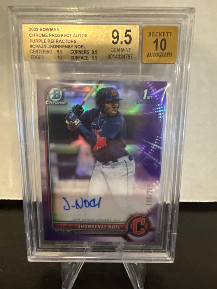 Jhonkensy Noel 2022 Bowman Chrome 1st Auto Purple Refractor, 136/250, BGS 9.5 Gem Mint