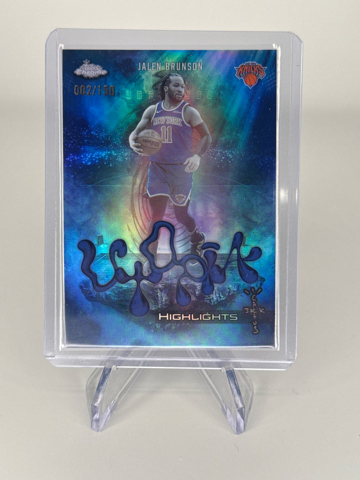Jalen Brunson 2026 Topps Chrome Cactus Jack Utopia Blue Refractor, 002/150