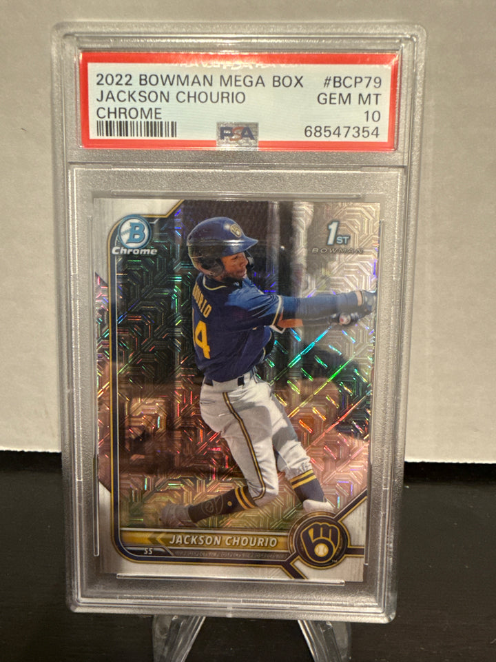 Jackson Chourio 2022 Bowman Chrome Mega Box 1st, PSA 10 Gem Mint