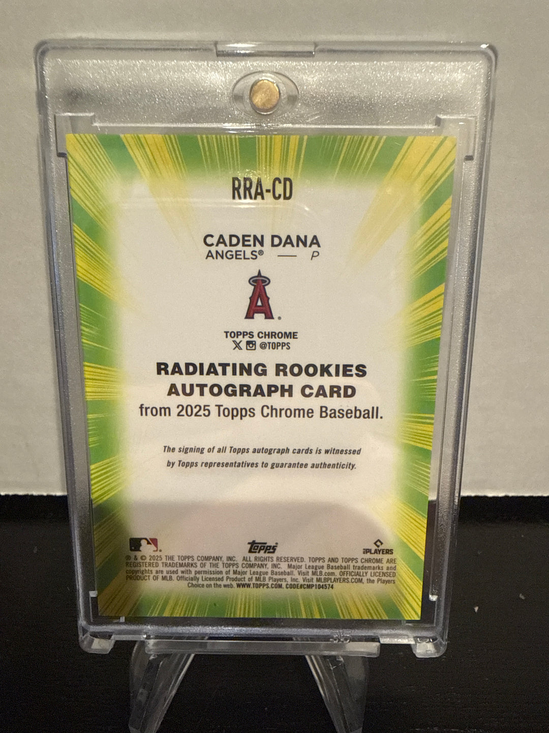 Caden Dana 2025 Topps Chrome Update Radiating Rookie Auto, 11/25