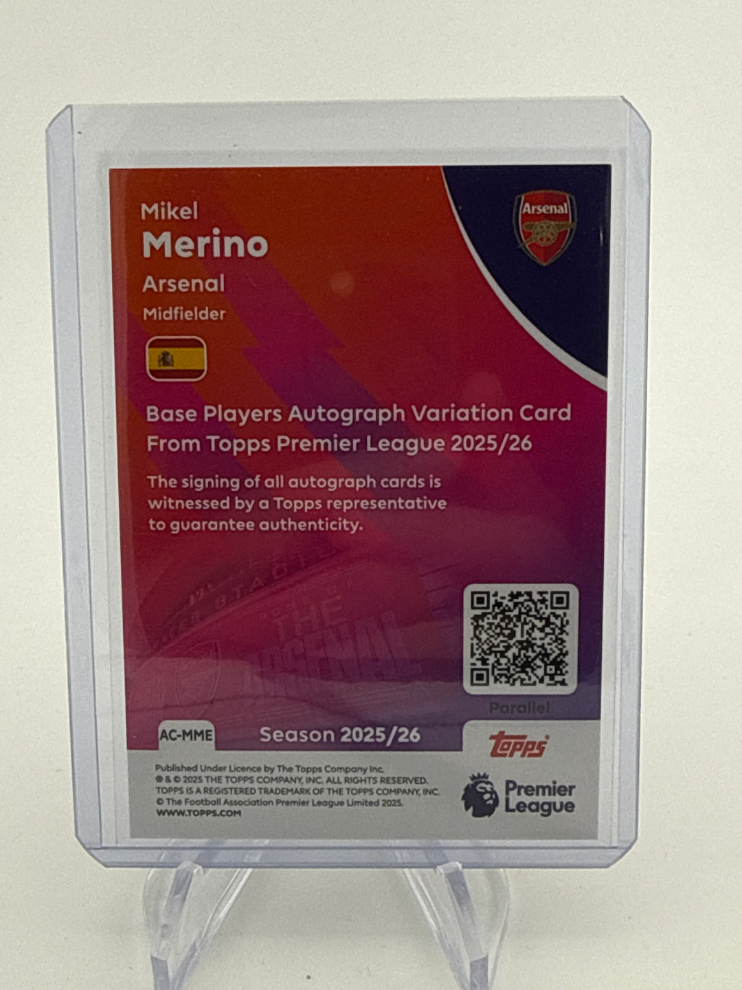 Mikel Merino 2025-2026 Topps Premier League Variation Auto Orange, 12/25