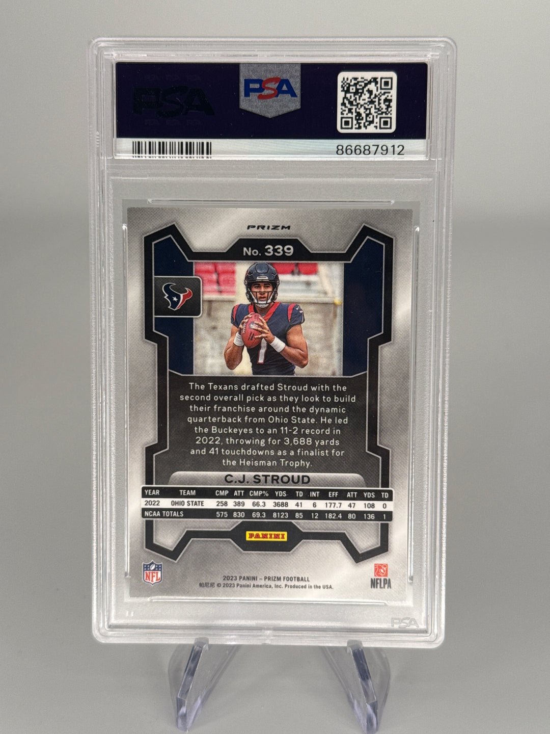 CJ Stroud 2023 Panini Prizm Lazer Rookie, PSA 9 Mint