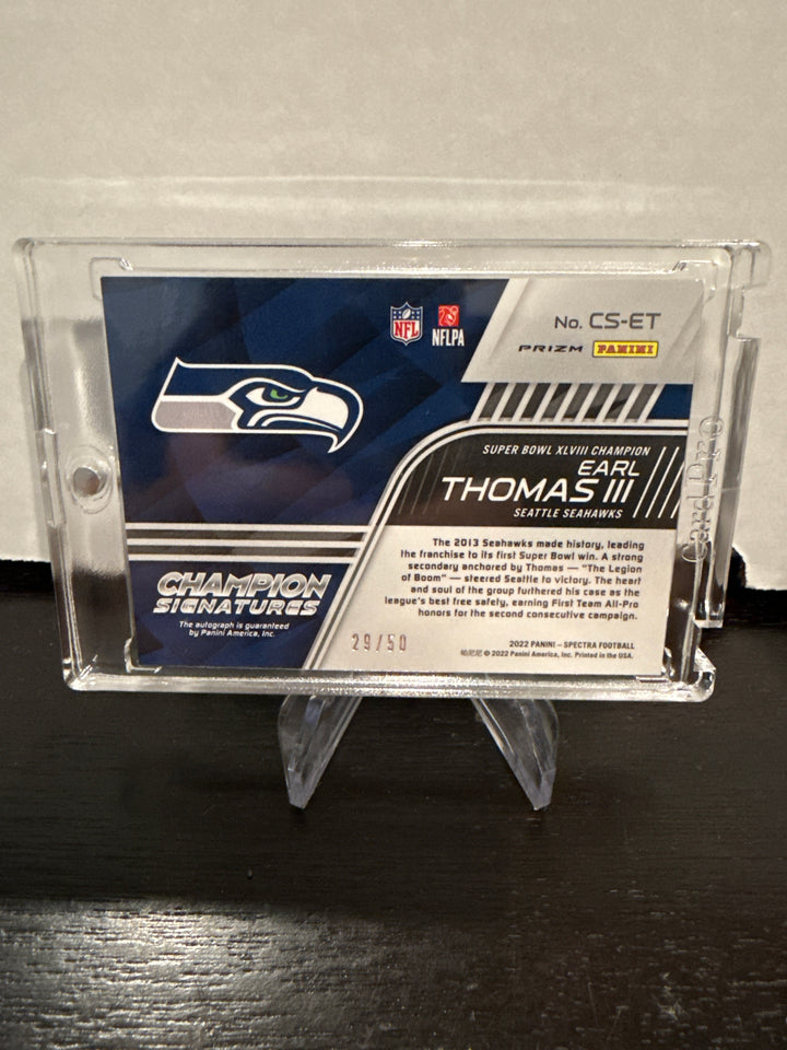 Earl Thomas 2022 Panini Spectra Super Bowl Champion Auto, 29/50