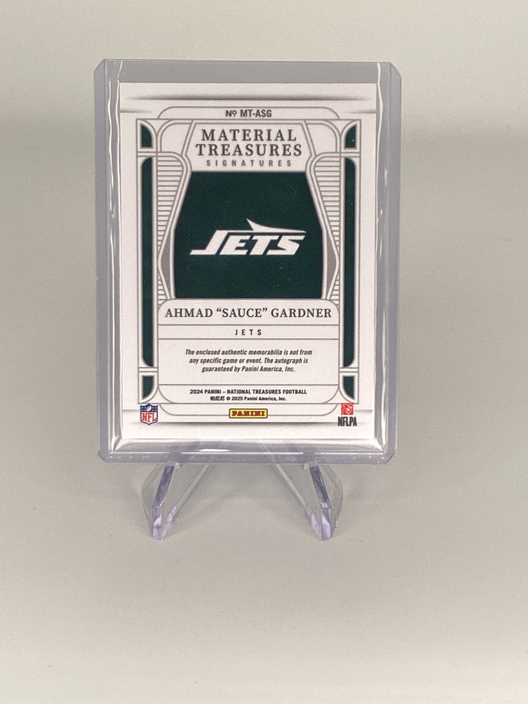 Ahmad "Sauce" Gardner 2024 Panini National Treasures Material Treasures Signatures, 04/49