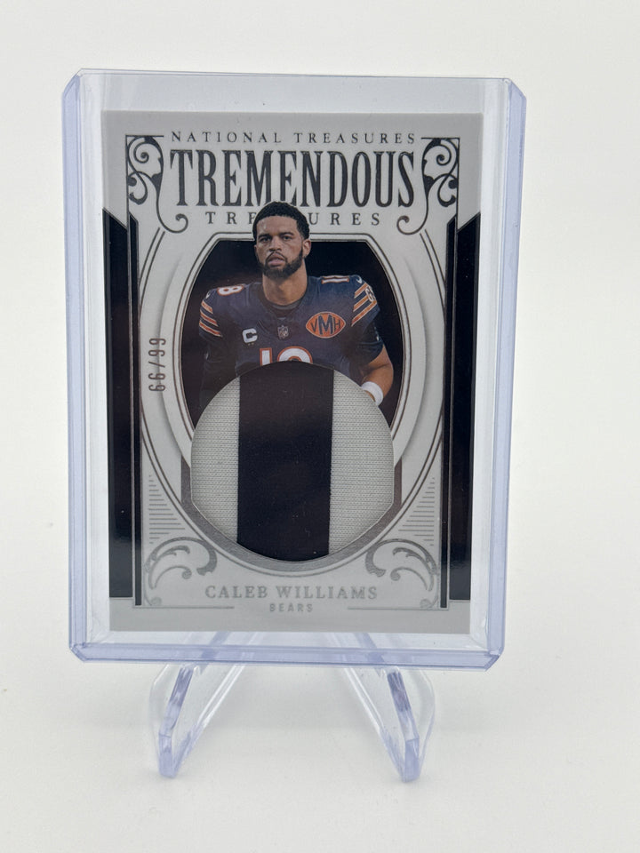 Caleb Williams 2025 Panini National Treasures Tremendous Treasures Relic, 66/99