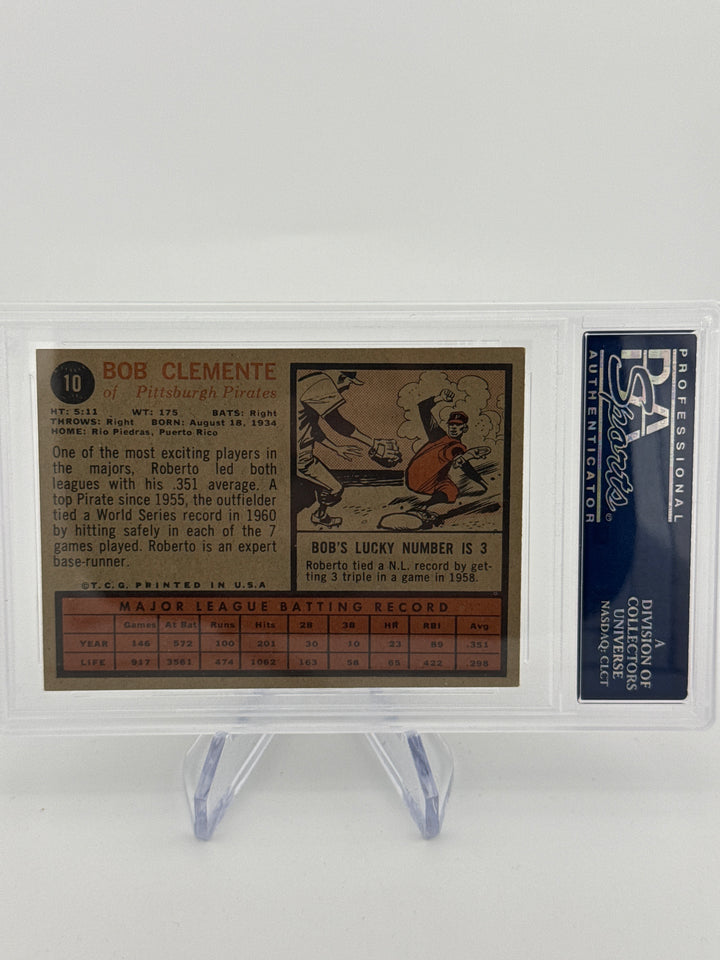 Bob Clemente 1962 Topps, PSA 4.5