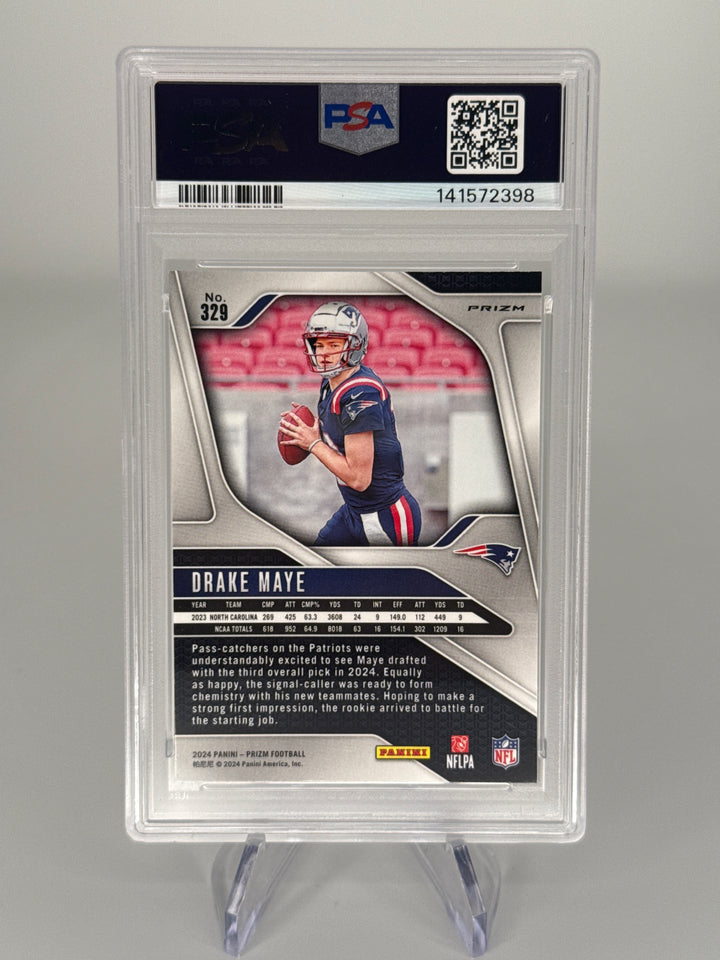 Drake Maye 2024 Panini Prizm Silver Rookie, PSA 9 Mint