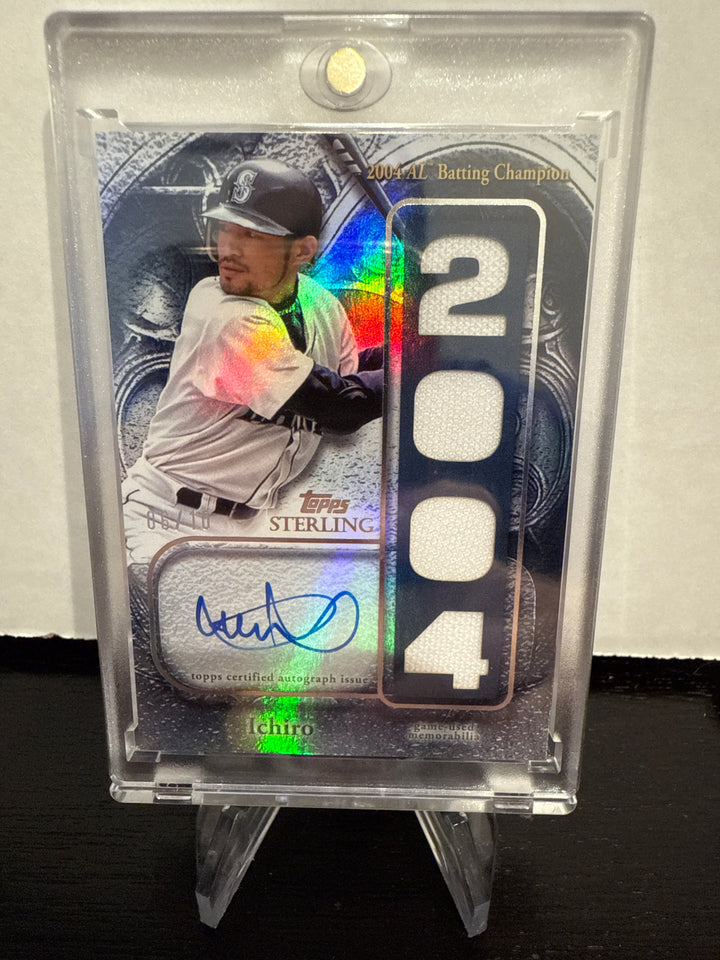 Ichiro 2025 Topps Sterling Game Used Quad Relic Auto, 06/10