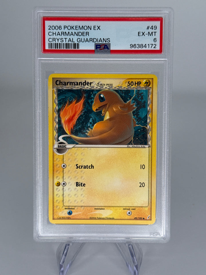Pokemon TCG 2006 Charmander EX Crystal Guardians, 49/100, PSA 6