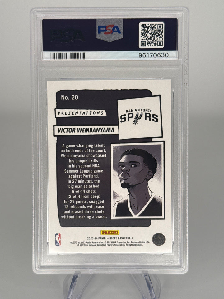 Victor Wembanyama 2023 Panini NBA Hoops Presentations SSP Case Hit Rookie, PSA 10 Gem Mint